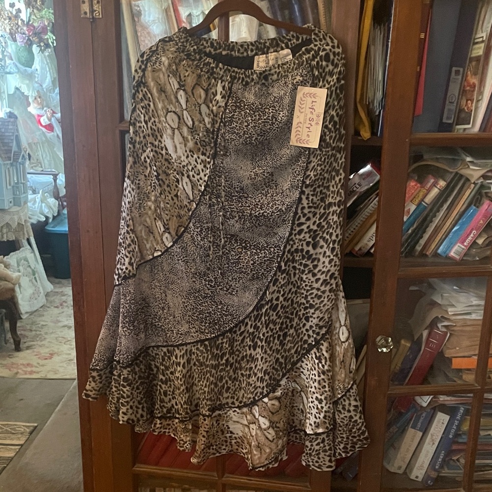 Animal Print Layered Skirt